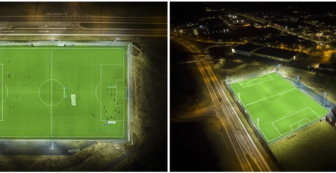 Relamping d’un terrain de football : comment le projecteur LED Stadium ETI-M22A1250S de NOVETI a transformé l’éclairage sportif