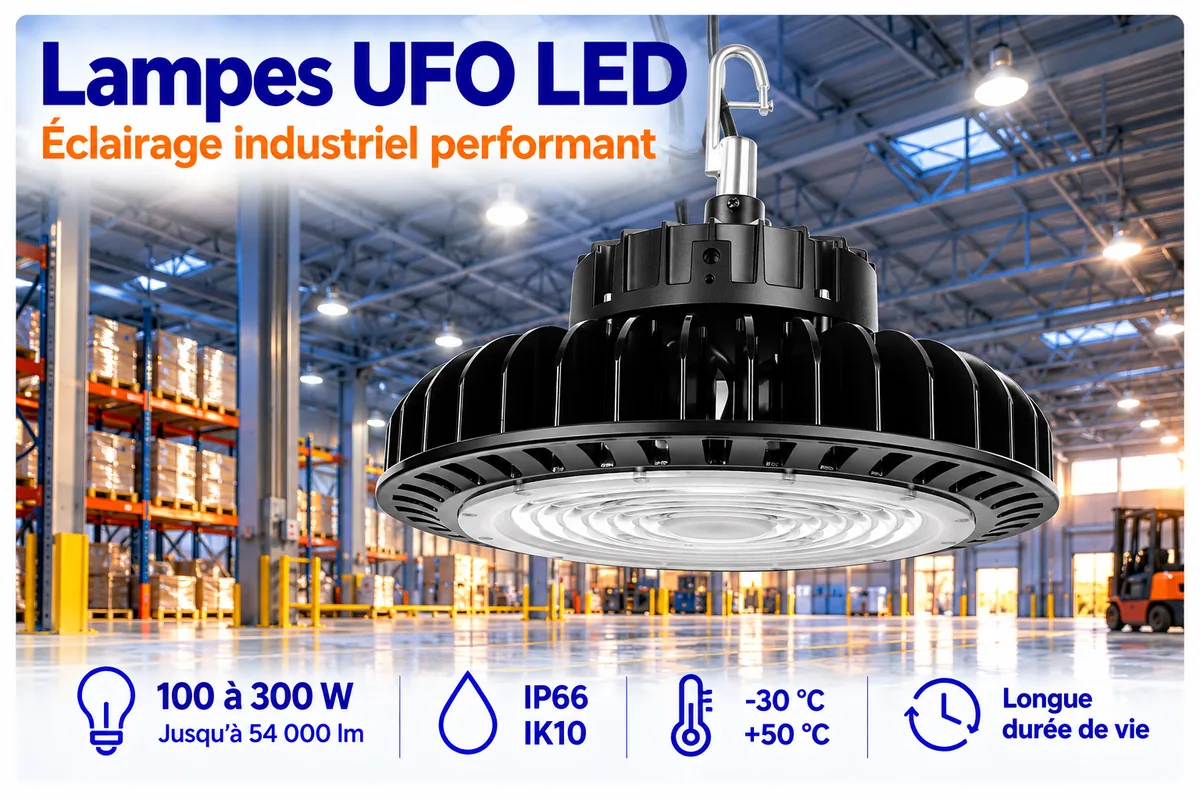 Lampe LED suspendue UFO pour l'industrie et les grands espaces
