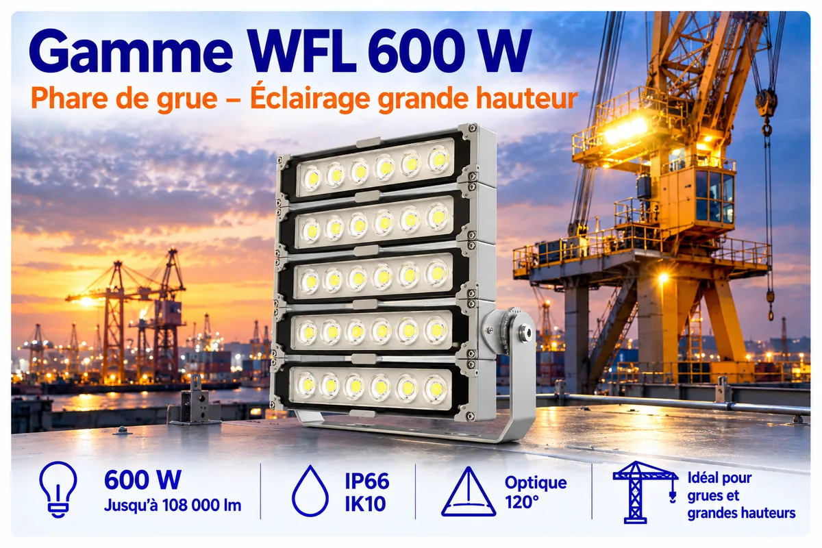 Phare de grue LED gamme WFL 600 W