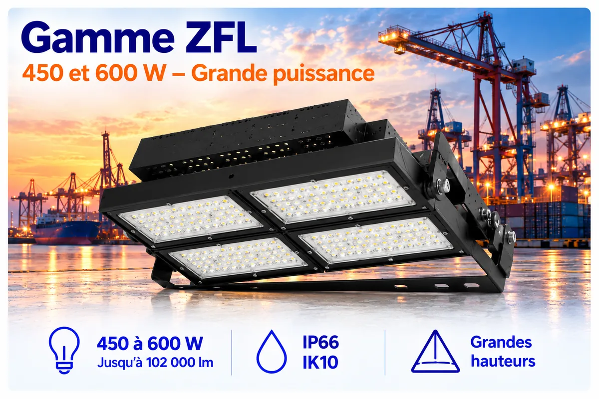 Projecteurs LED gamme ZFL 450 et 600 W grande puissance