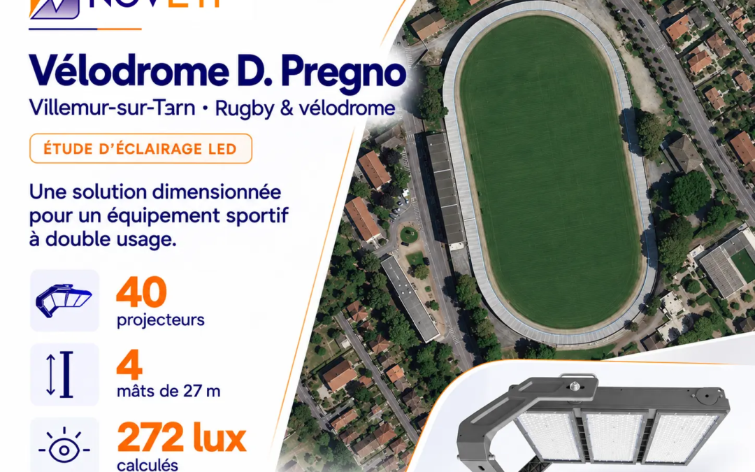 Vélodrome D. Pregno à Villemur-sur-Tarn : une étude d’éclairage LED pour le rugby et le vélodrome